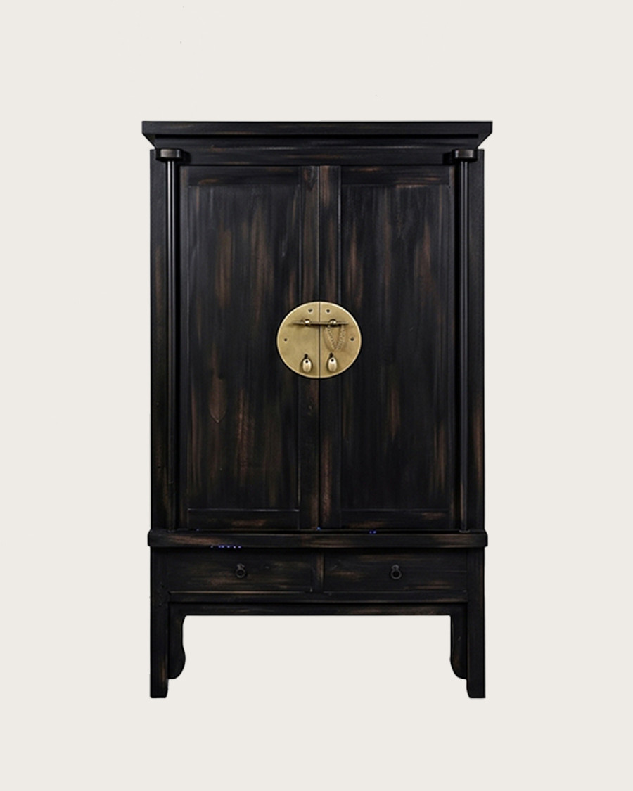 Kensington - Patinated Black Wedding Wardrobe in Solid Mindi Wood