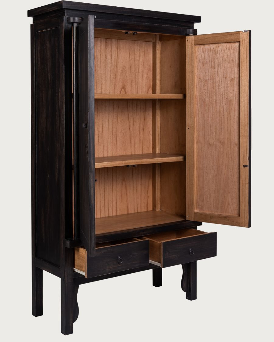 Kensington - Armoire noire patinée en bois massif de mindi