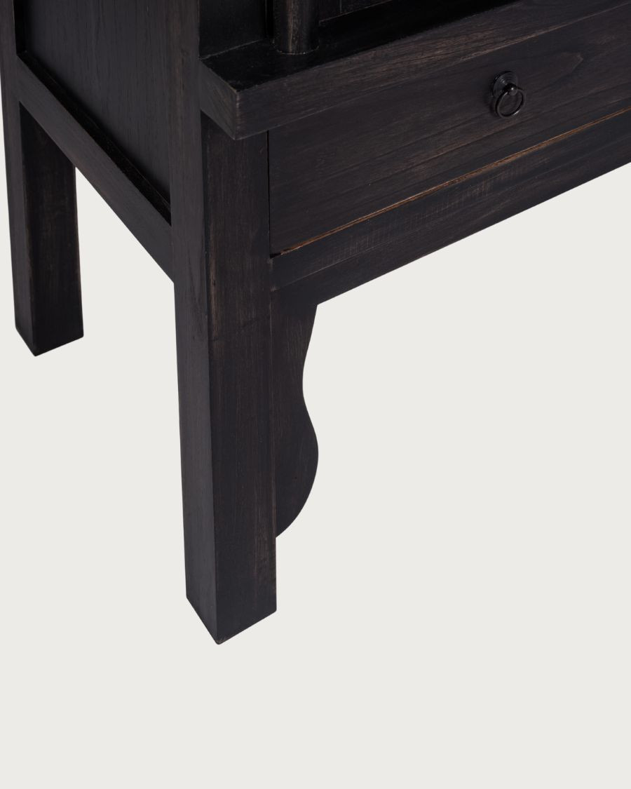 Shanghai - Armoire de mariage noire patinée en bois massif de mindi
