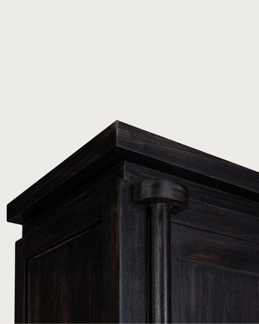 Kensington - Armario de boda en madera maciza de mindi, negro envejecido