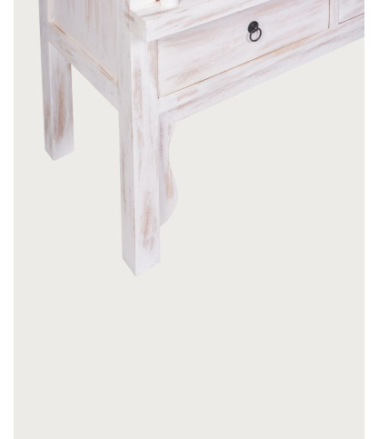 Shanghai White - Armoire patinée blanche en bois massif de mindi