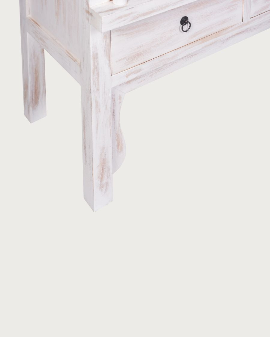 Shanghai - Armoire patinée blanche en bois massif de mindi