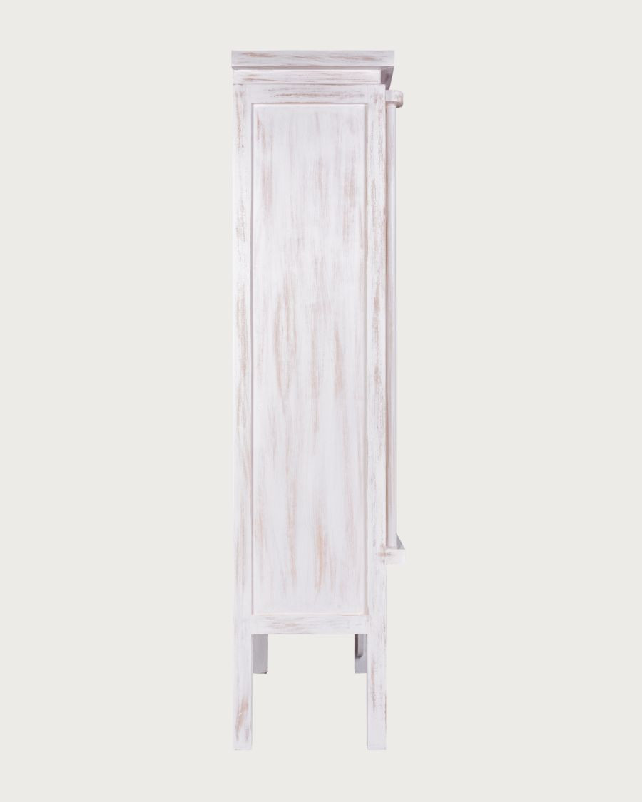 Shanghai White - Armoire patinée blanche en bois massif de mindi