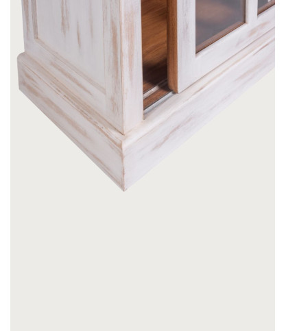 Oxford White - White Solid Mindi Wood Bookcase with Sliding Doors