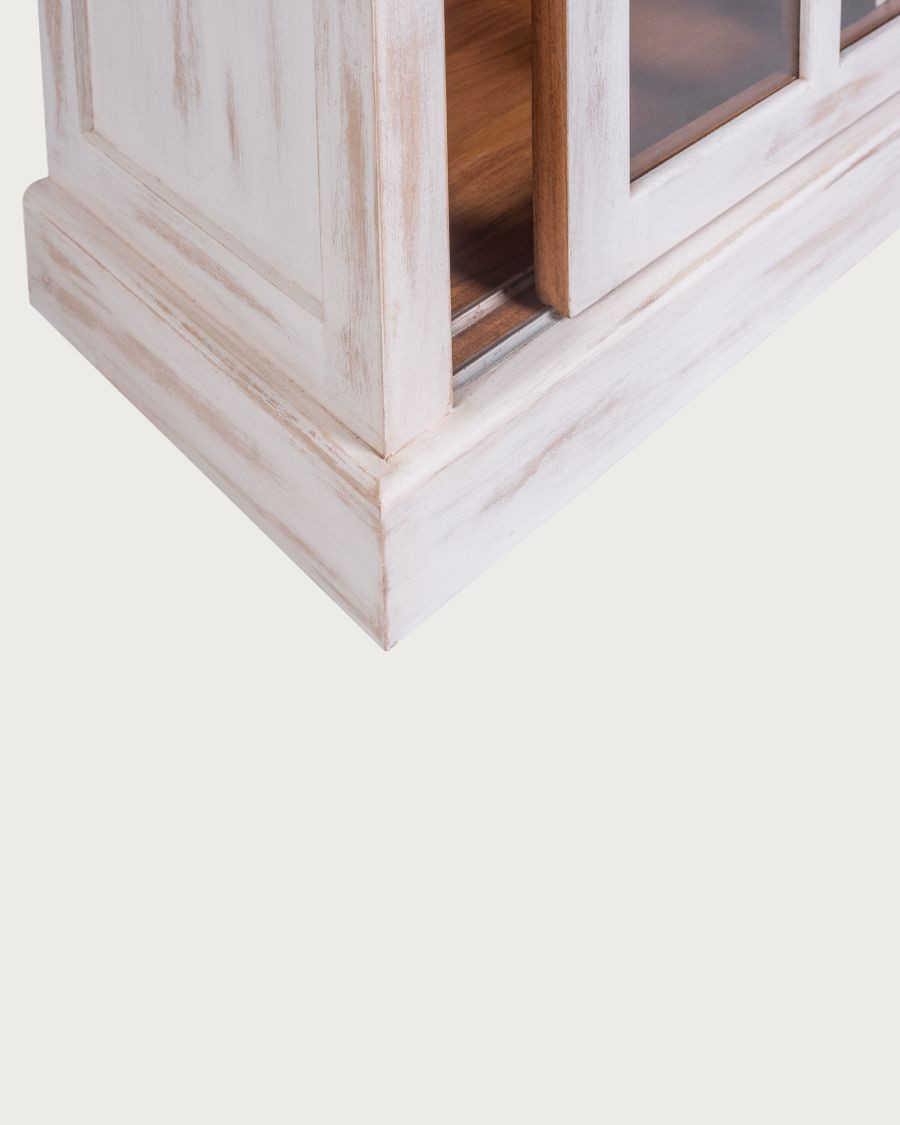 Oxford White - Biblioteca blanca en madera maciza de mindi con puertas correderas