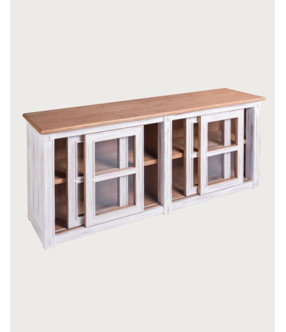 Oxford White - Credenza bassa in legno massello bianco