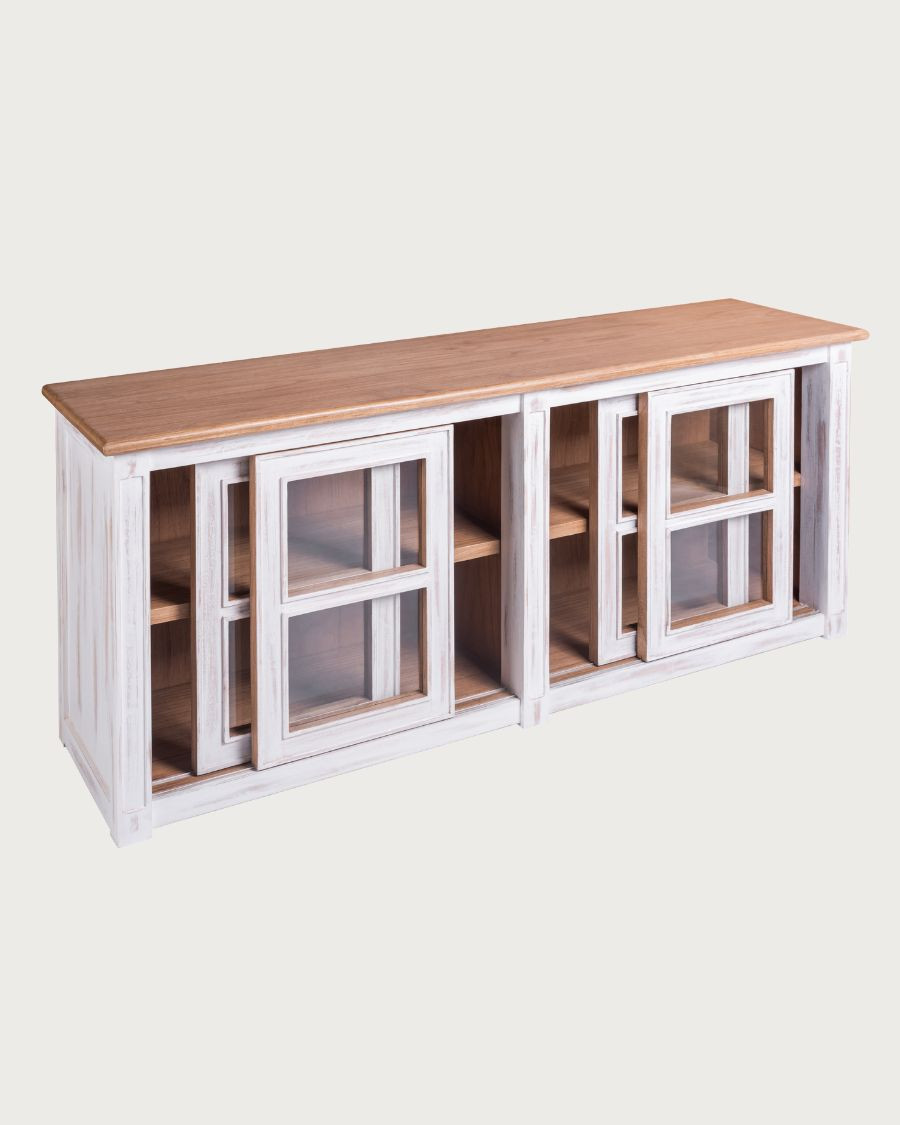 Oxford White - Credenza bassa in legno massello bianco