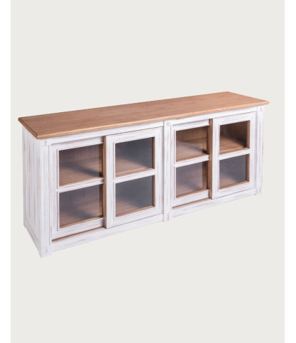 Oxford White - Aparador bajo blanco en madera maciza de mindi