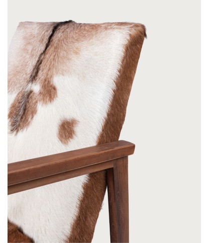 Cowboy - Teakhouten en geitenleren fauteuil
