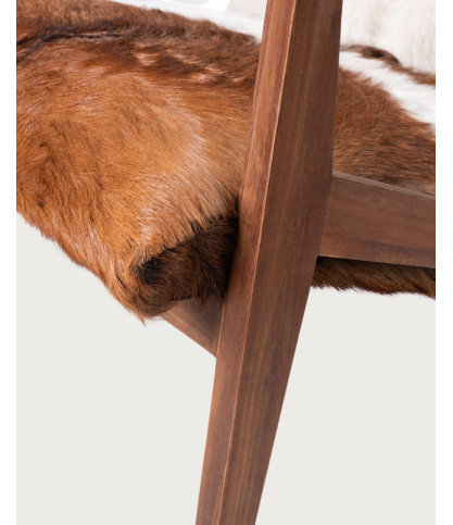 Cowboy - Teakhouten en geitenleren fauteuil