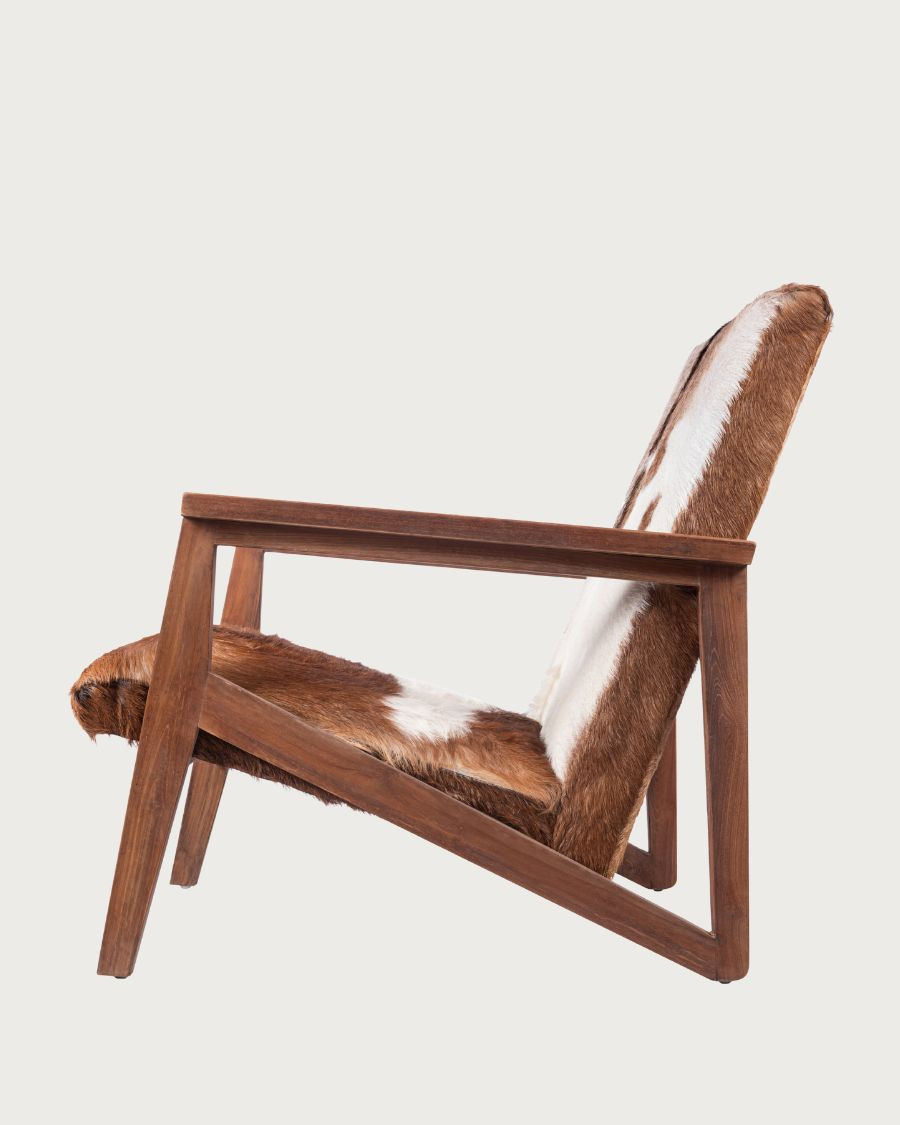 Poltrona Cowboy in teak e pelle di capra
