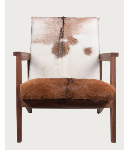 Cow Boy -  Fauteuil en teck et peau de chèvre