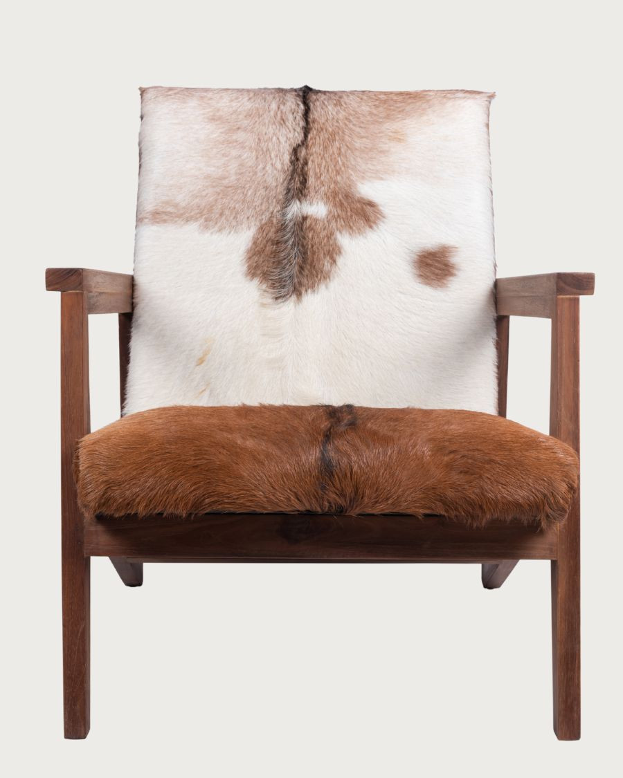 Sillón vaquero de teca y piel de cabra