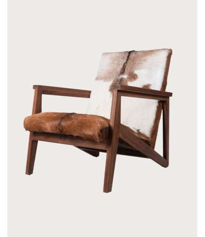 Cowboy - Teak and goatskin armchair