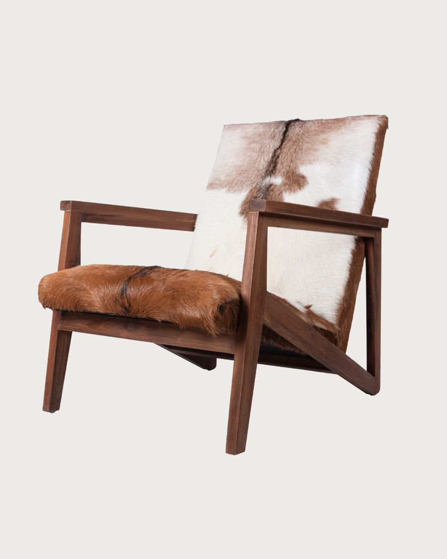 Poltrona Cowboy in teak e pelle di capra