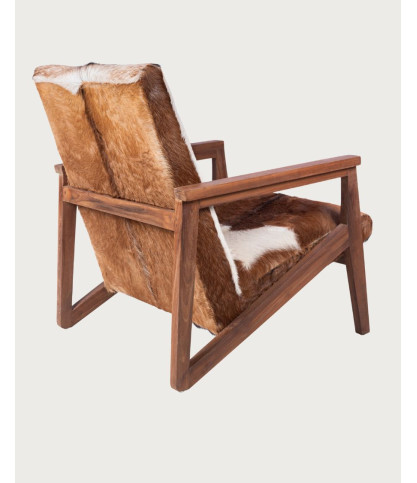Poltrona Cowboy in teak e pelle di capra