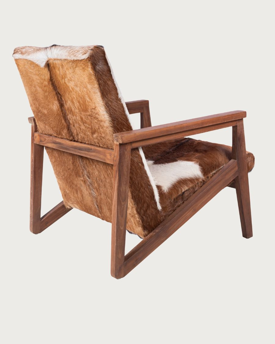 Cowboy – Sessel aus Teakholz und Ziegenleder