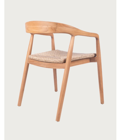 Charlène - Silla de teca Viro con asiento tejido