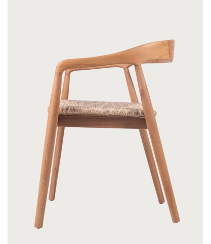 Charlène - Silla de teca Viro con asiento tejido