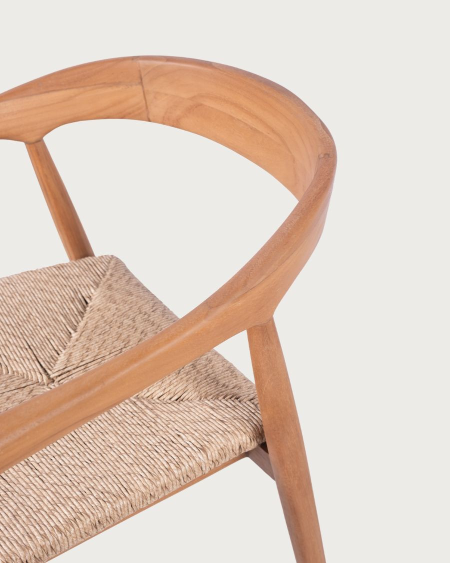 Charlène - Silla de teca Viro con asiento tejido