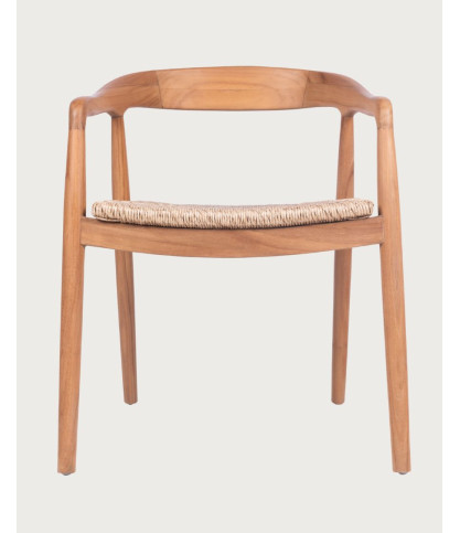 Charlène - Silla de teca Viro con asiento tejido