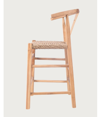 Soren - Set of 2 teak and braided rope bar stools