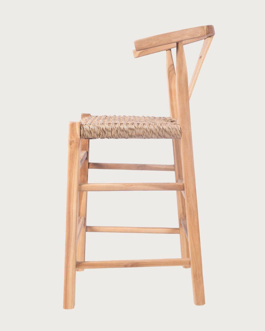 Soren - Lot de 2 tabourets de bar en teck et corde tressé