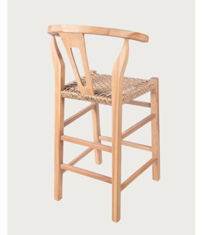 Soren - Set of 2 Teak and Woven Rope Bar Stools