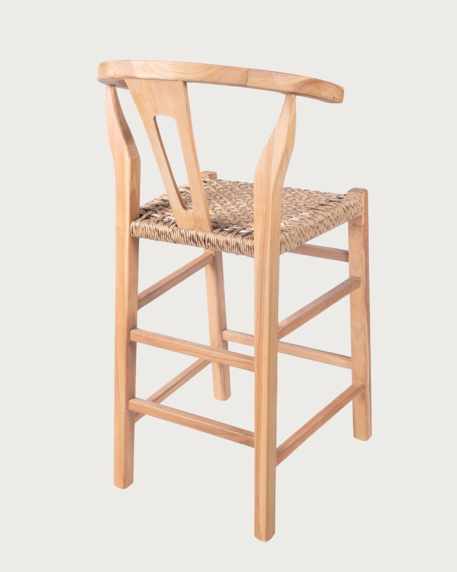 Soren - Set of 2 teak and braided rope bar stools
