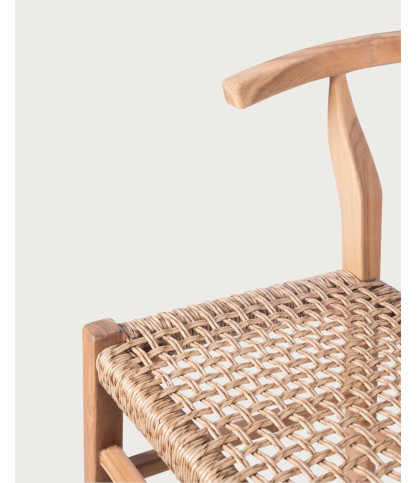 Soren - Set of 2 Teak and Woven Rope Bar Stools