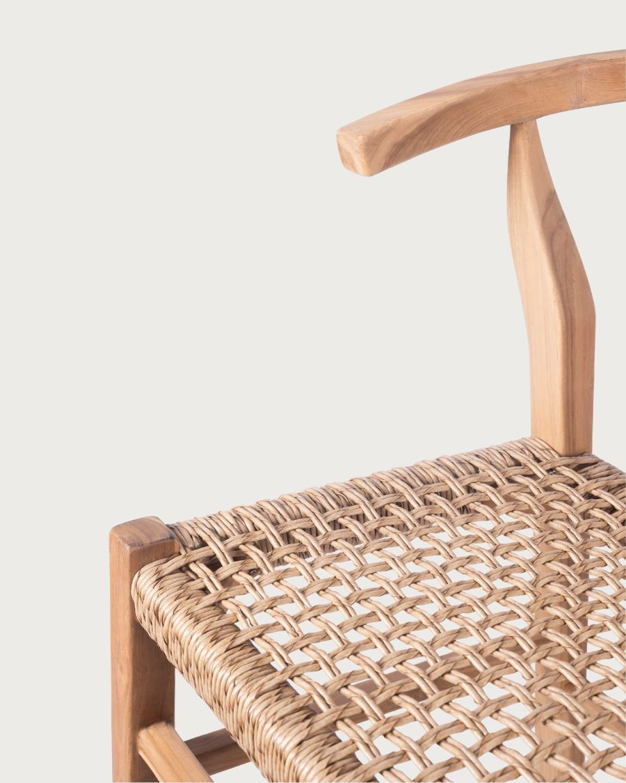 Soren - Set of 2 Teak and Woven Rope Bar Stools