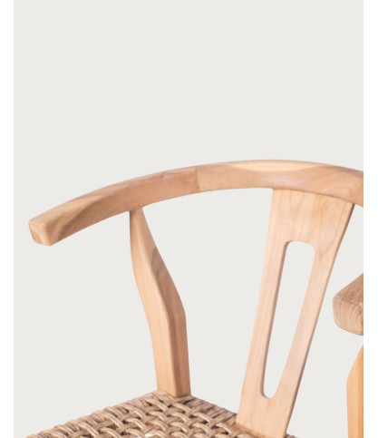 Soren - Set of 2 Teak and Woven Rope Bar Stools