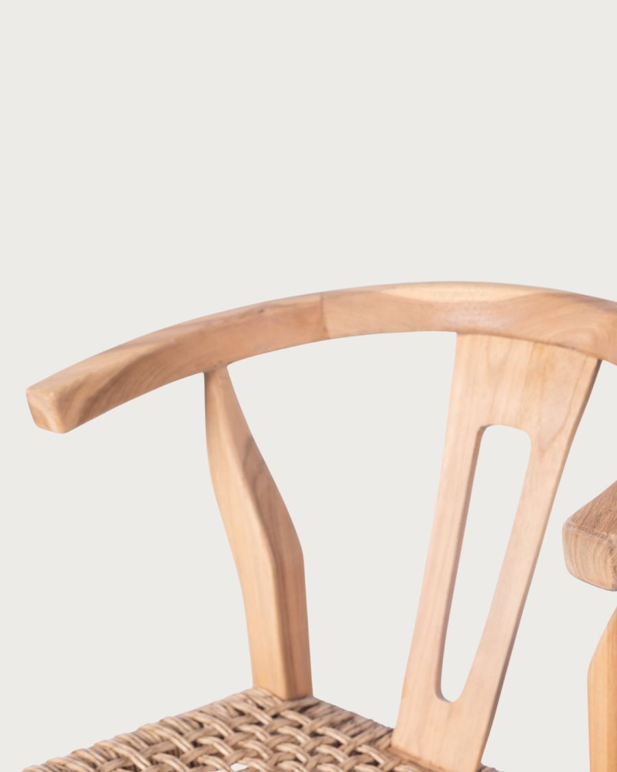 Soren - Lot de 2 tabourets de bar en teck et corde tressé