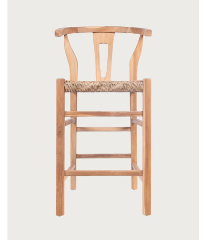 Soren - Lot de 2 tabourets de bar en teck et corde tressé