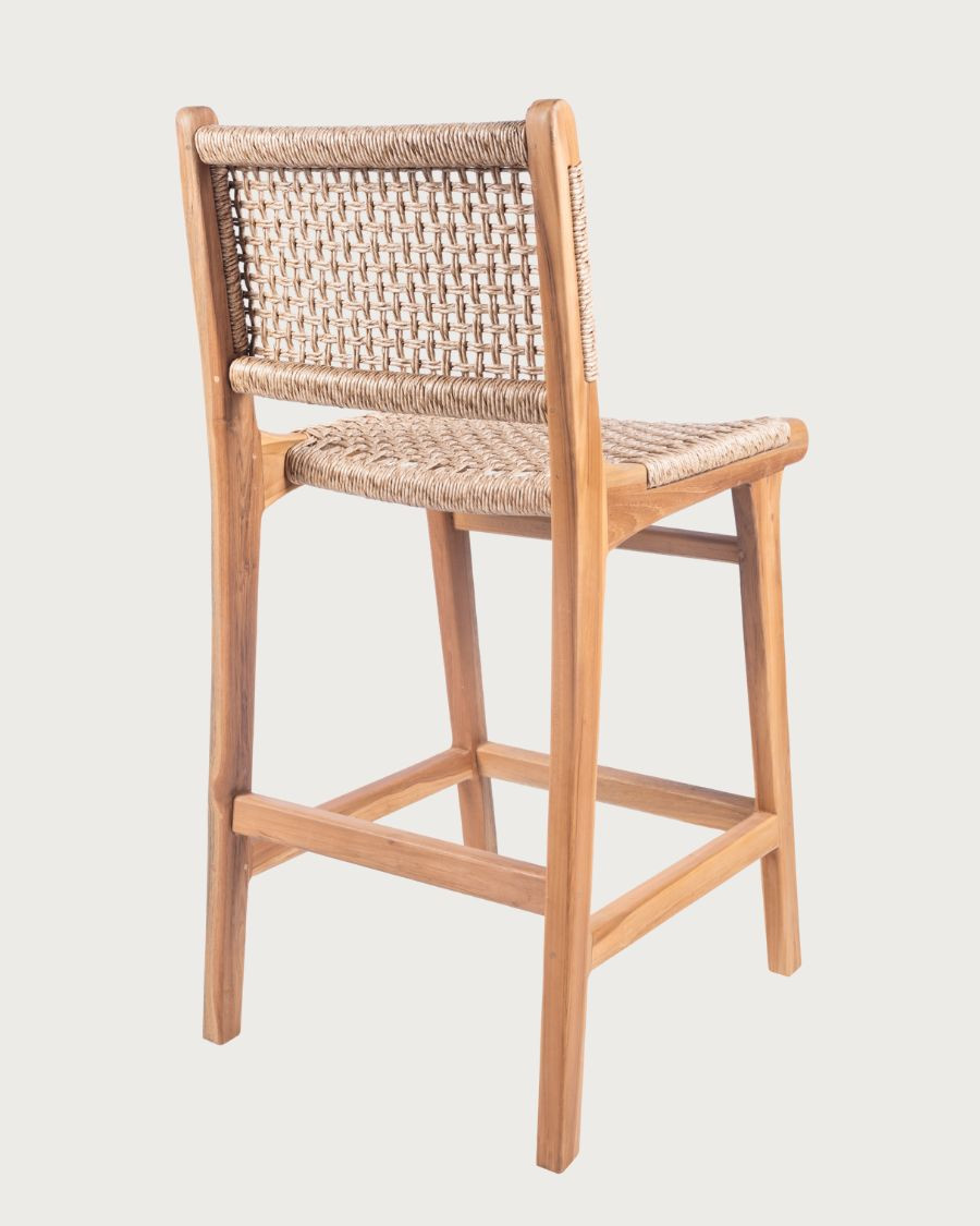 Nolan - Set of 2 teak and Viro braided rope bar stools