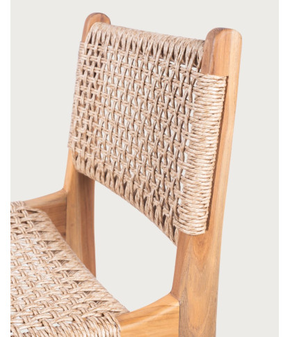 Nolan - Set of 2 teak and Viro braided rope bar stools