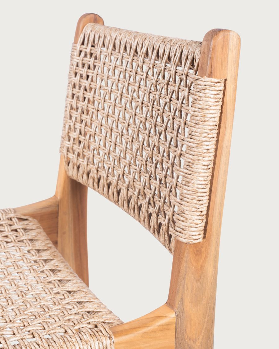 Nolan - 2er Set Barstühle aus Teakholz und geflochtenem Viro Seil