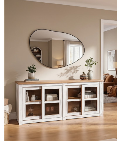 Oxford White - Aparador bajo de madera maciza blanca