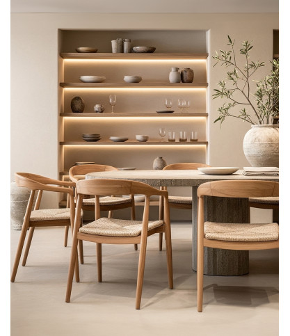 Charlène - Set of 2 Teak and Synthetic Viro Rope Chair