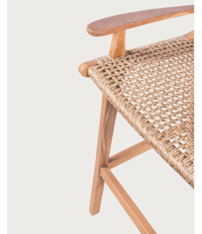 Nolan Arm - Set of 2 Teak and Rope Bar Chairs with Armrests