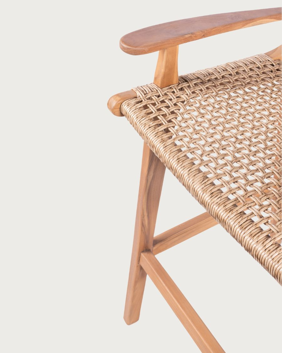 Nolan Arm - Set of 2 Teak and Rope Bar Chairs with Armrests