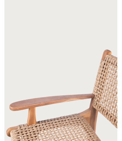 Nolan Arm - 2er Set Barstühle aus Teakholz und Seil mit Armlehnen