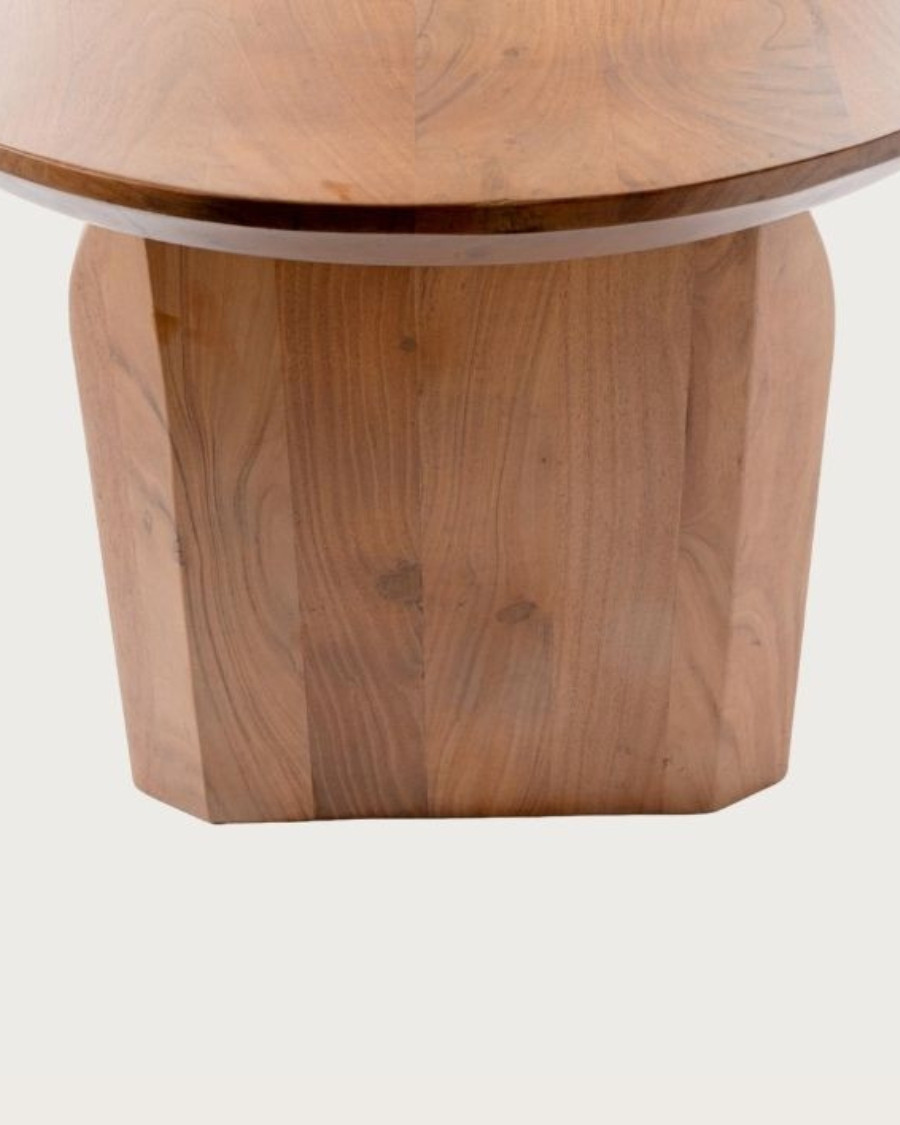 Vega - Oval acacia wood dining table, curved design base & minimalist style