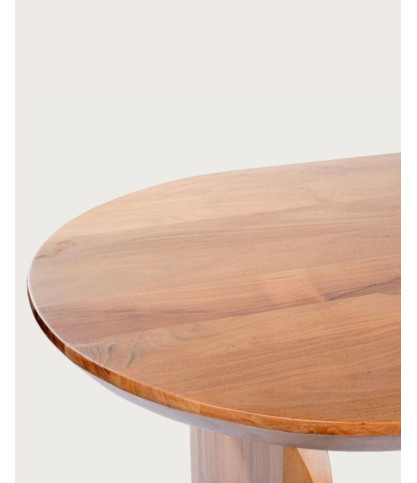 Véga - Table salle à manger ovale bois acacia, Piétement Design Courbe & Style Minimaliste