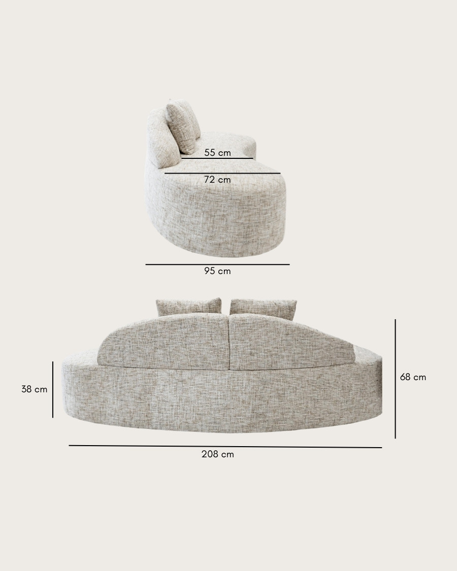 Dune- Canapé angle arrondi en tissu bouclette beige