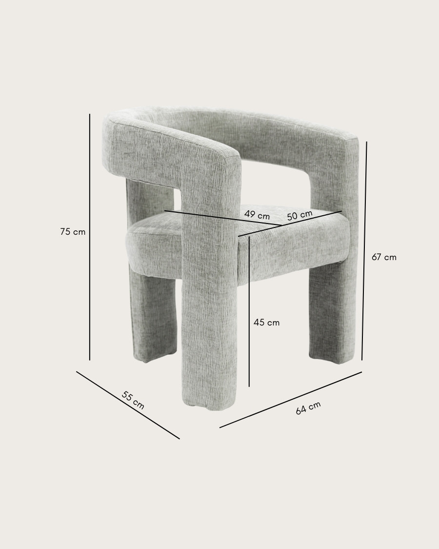 Lagon - Fauteuil de salon gris en tissu design