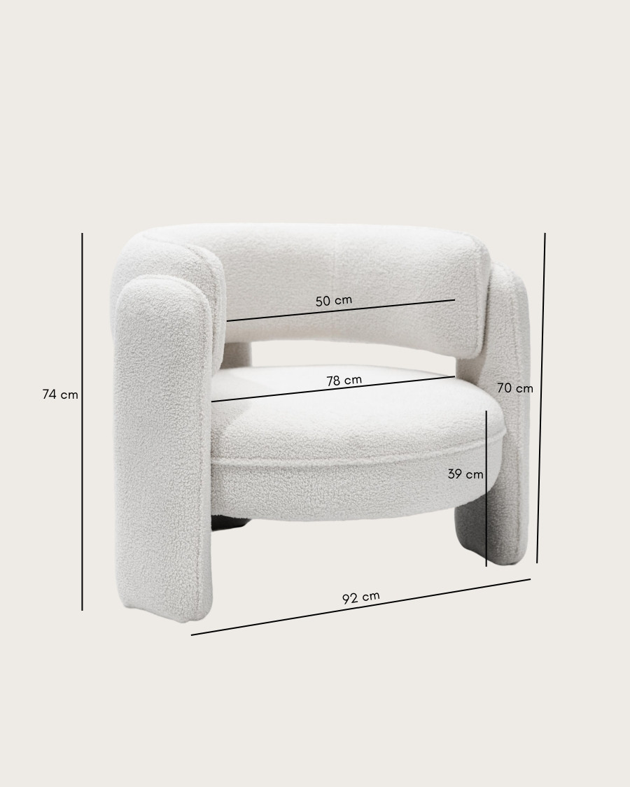 Aéla - Fauteuil cocooning en tissu bouclettes beige