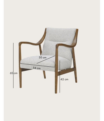 Ambre - Fauteuil en bois massif chêne et en lin