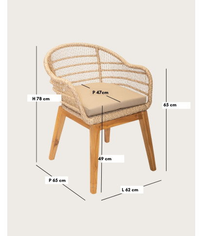 copy of Maelie - Chaise en teck massif et corde beige