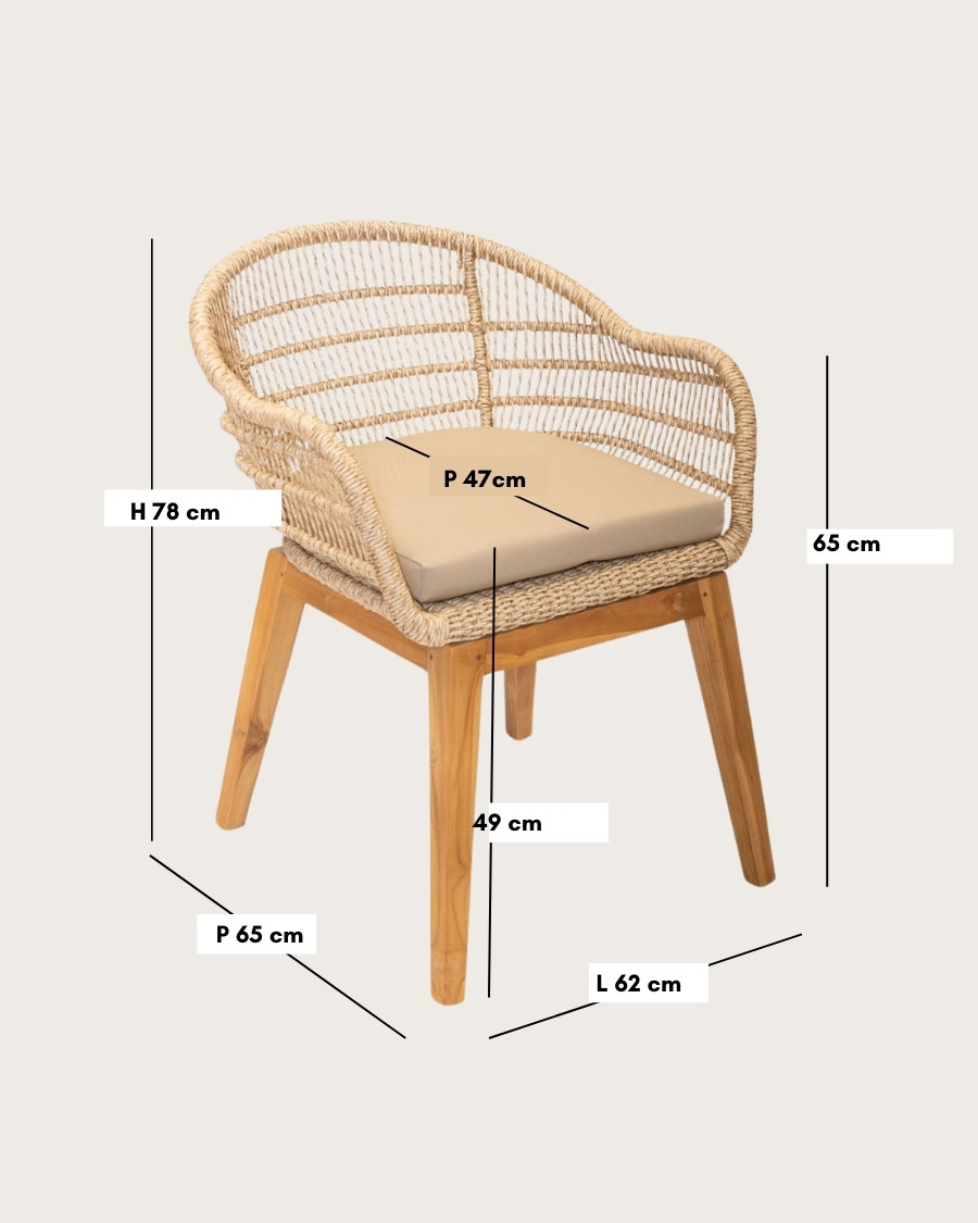 copy of Maelie - Chaise en macizo de teca y cordón beige